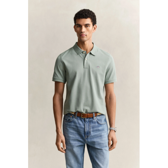GANT Men's Cotton Regular Fit Shield Piqué Polo Shirt 2210 010 Ceramic Grey