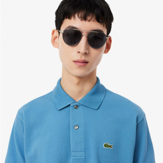 LACOSTE Ανδρική Βαμβακερή Polo Pique Μπλούζα Κανονική Γραμμή L.12.12 00 JBK Γαλάζιο