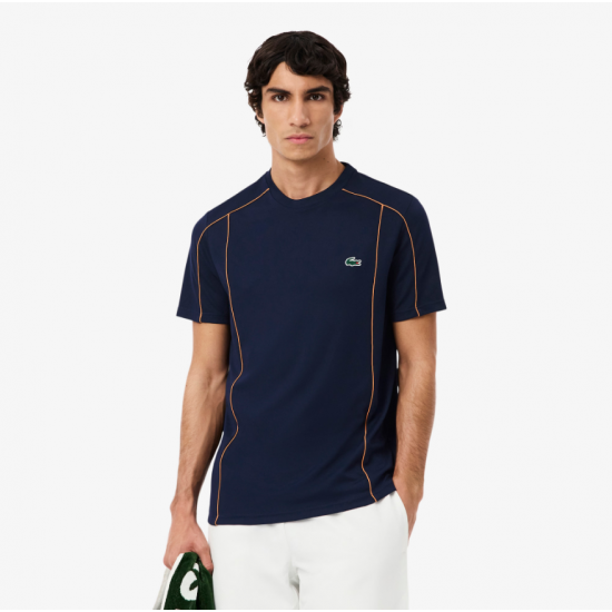 LACOSTE Ανδρικό Ultra Dry Pique Knit T-Shirt Κανονική Γραμμή TH0269 00 166 Σκούρο Μπλε