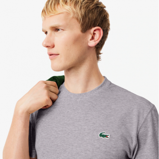 LACOSTE Ανδρική Βαμβακερή T-Shirt Μπλούζα Ultra Dry Sport Κανονική Γραμμή TH7618 00 CCA Γκρι