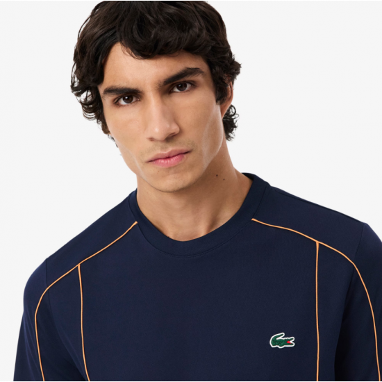 LACOSTE Ανδρικό Ultra Dry Pique Knit T-Shirt Κανονική Γραμμή TH0269 00 166 Σκούρο Μπλε