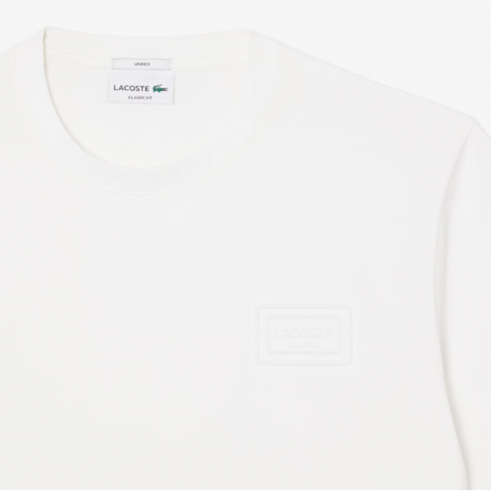 LACOSTE Ανδρικό Βαμβακερό T-Shirt Tone on Tone Embossed Logo Κανονική Γραμμή TH0753 00 70V Λευκό