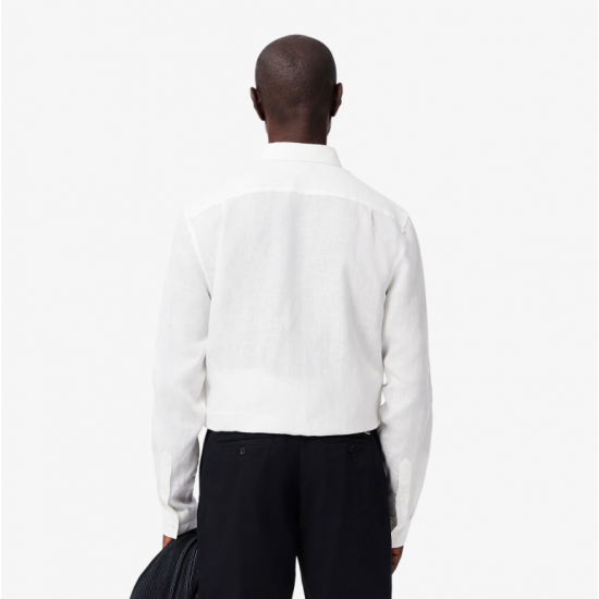 LACOSTE Ανδρικό Λινό Πουκάμισο Κανονική Γραμμή CH5692 00 001 Λευκό