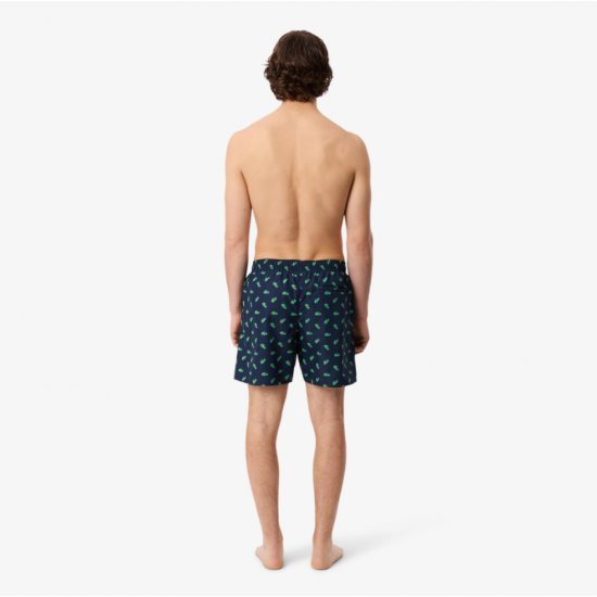 LACOSTE Ανδρικό Σορτς Μαγιό Crocodile Print Μεσαίου Μήκους MH1851 00 166 Σκούρο Μπλε