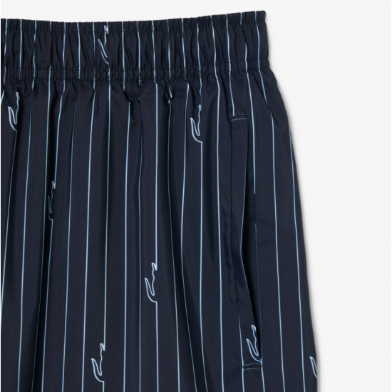LACOSTE Ανδρικό Ριγέ Σορτς Μαγιό Crocodile Print Μεσαίου Μήκους MH1849 00 IY8 Μαύρο