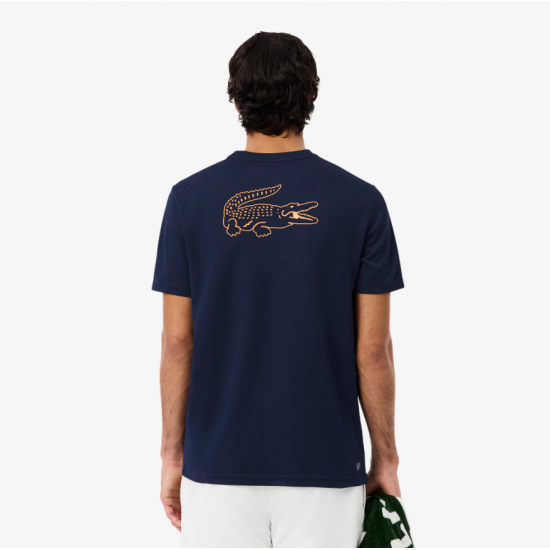 LACOSTE Ανδρικό Ultra Dry Pique Knit T-Shirt Κανονική Γραμμή TH0269 00 166 Σκούρο Μπλε