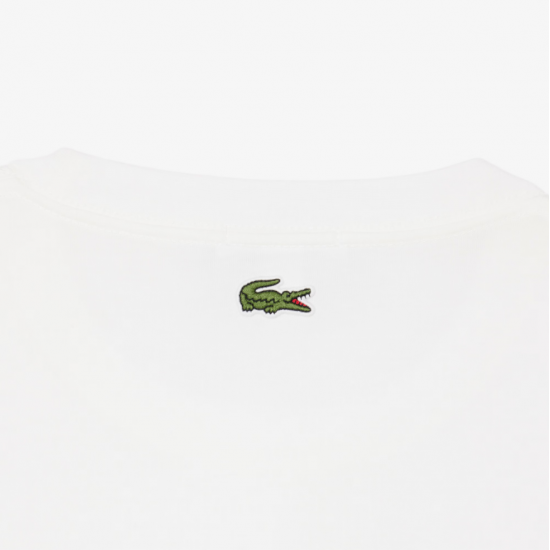 LACOSTE Ανδρικό Βαμβακερό T-Shirt Tone on Tone Embossed Logo Κανονική Γραμμή TH0753 00 70V Λευκό
