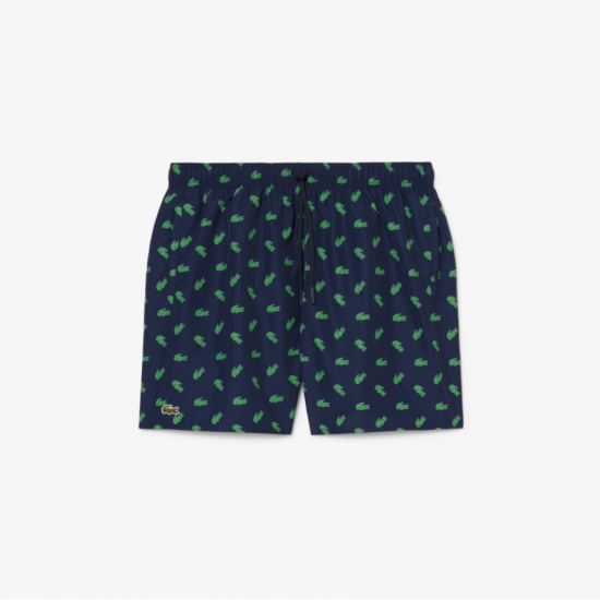 LACOSTE Ανδρικό Σορτς Μαγιό Crocodile Print Μεσαίου Μήκους MH1851 00 166 Σκούρο Μπλε