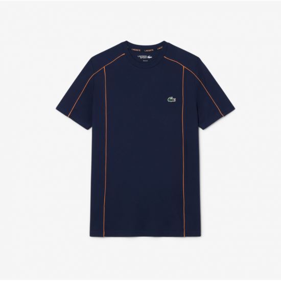 LACOSTE Ανδρικό Ultra Dry Pique Knit T-Shirt Κανονική Γραμμή TH0269 00 166 Σκούρο Μπλε
