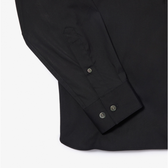 LACOSTE Ανδρικό Πουκάμισο Ελαστική Ποπλίνα Στενή Γραμμή CH5253 00 031 Μαύρο