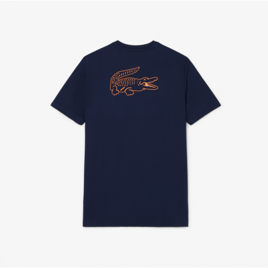LACOSTE Ανδρικό Ultra Dry Pique Knit T-Shirt Κανονική Γραμμή TH0269 00 166 Σκούρο Μπλε