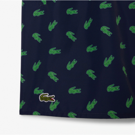 LACOSTE Ανδρικό Σορτς Μαγιό Crocodile Print Μεσαίου Μήκους MH1851 00 166 Σκούρο Μπλε