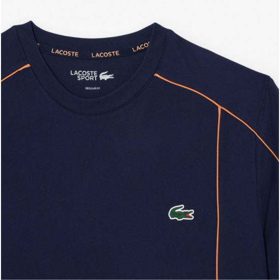 LACOSTE Ανδρικό Ultra Dry Pique Knit T-Shirt Κανονική Γραμμή TH0269 00 166 Σκούρο Μπλε