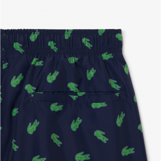 LACOSTE Ανδρικό Σορτς Μαγιό Crocodile Print Μεσαίου Μήκους MH1851 00 166 Σκούρο Μπλε