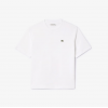 LACOSTE Γυναικεία Βαμβακερή T-Shirt Μπλούζα Άνετη Γραμμή TF7215 00 001 Λευκή