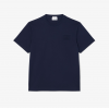 LACOSTE Ανδρικό Βαμβακερό T-Shirt Tone on Tone Embossed Logo Κανονική Γραμμή TH0753 00 166 Σκούρο Μπλε