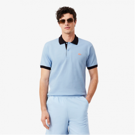 LACOSTE Ανδρικό Contrast Rib Polo Κανονική Γραμμή PH2017 00 4I3 Γαλάζιο Καφέ