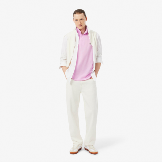 LACOSTE Ανδρική Βαμβακερή Polo Pique Μπλούζα Κανονική Γραμμή L.12.12 00 Z4H Ροζ