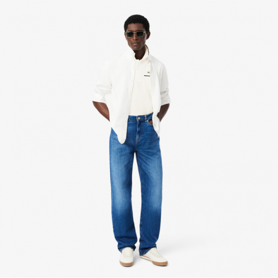 LACOSTE Ανδρική Βαμβακερή Μπλούζα Polo Contrast Trims Pocket Κανονική Γραμμή PH9838 00 EV0 Λευκή