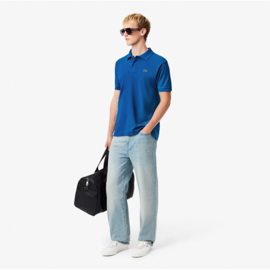 LACOSTE Ανδρική Βαμβακερή Polo Pique Μπλούζα Κανονική Γραμμή L.12.12 00 3D3 Μπλε Ντένιμ