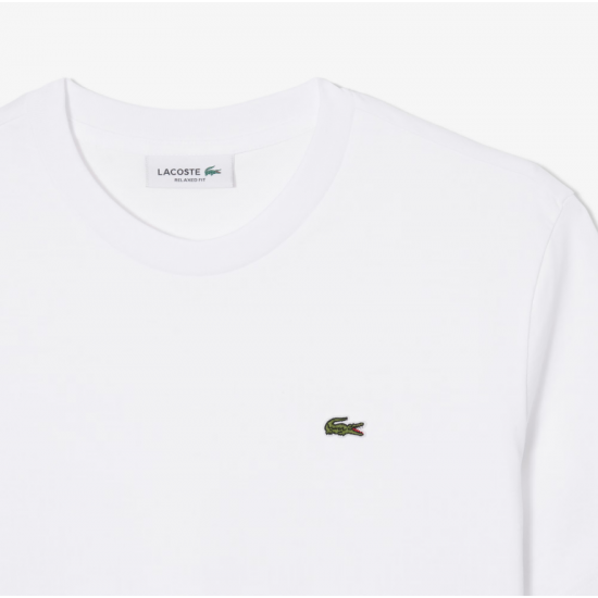LACOSTE Γυναικεία Βαμβακερή T-Shirt Μπλούζα Άνετη Γραμμή TF7215 00 001 Λευκή