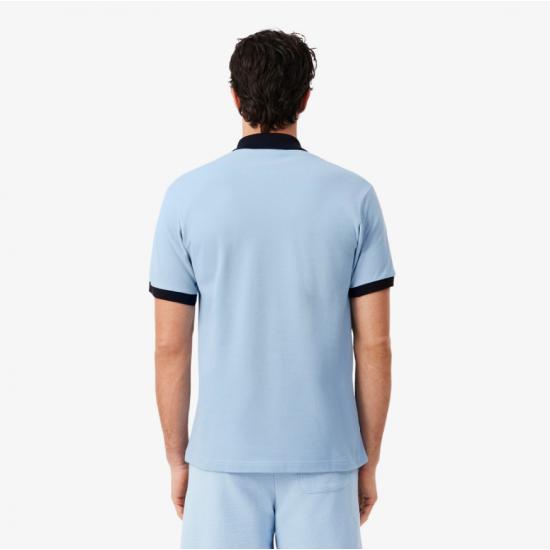 LACOSTE Ανδρικό Contrast Rib Polo Κανονική Γραμμή PH2017 00 4I3 Γαλάζιο Καφέ