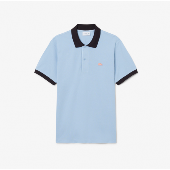 LACOSTE Ανδρικό Contrast Rib Polo Κανονική Γραμμή PH2017 00 4I3 Γαλάζιο Καφέ