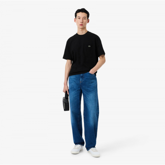 LACOSTE Ανδρικό Βαμβακερό T-Shirt Chest Pocket Κανονική Γραμμή TH2827 00 031 Μαύρο
