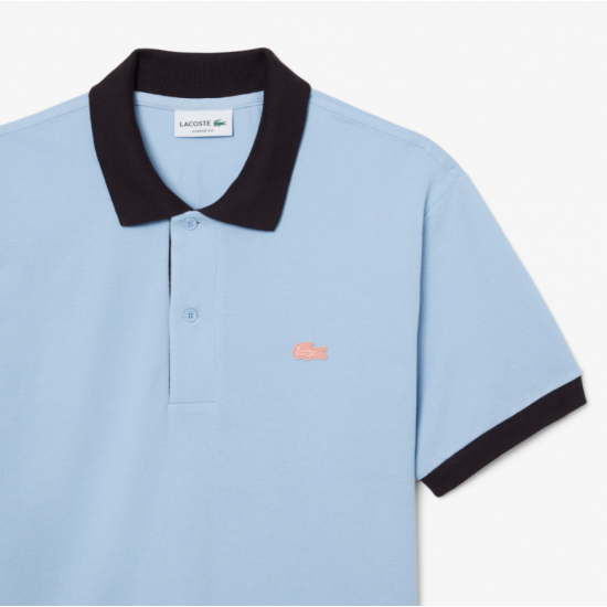 LACOSTE Ανδρικό Contrast Rib Polo Κανονική Γραμμή PH2017 00 4I3 Γαλάζιο Καφέ