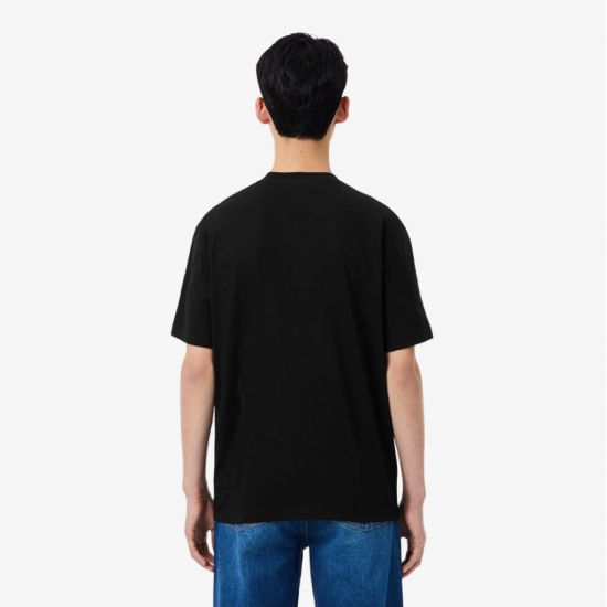 LACOSTE Ανδρικό Βαμβακερό T-Shirt Chest Pocket Κανονική Γραμμή TH2827 00 031 Μαύρο