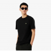 LACOSTE Ανδρικό Βαμβακερό T-Shirt Shoulder Stripe Κανονική Γραμμή TH0888 00 031 Μαύρο