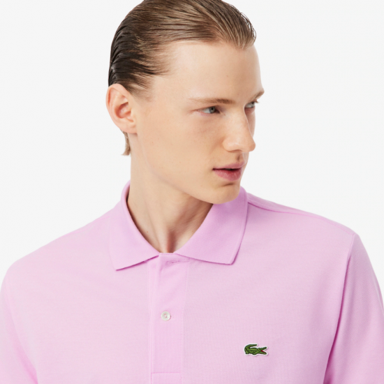 LACOSTE Ανδρική Βαμβακερή Polo Pique Μπλούζα Κανονική Γραμμή L.12.12 00 Z4H Ροζ