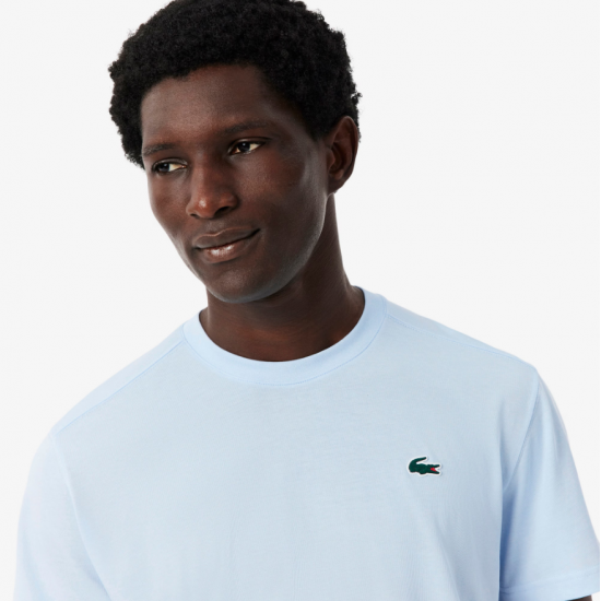 LACOSTE Ανδρική Βαμβακερή T-Shirt Μπλούζα Ultra Dry Sport Κανονική Γραμμή TH7618 00 T01 Γαλάζιο
