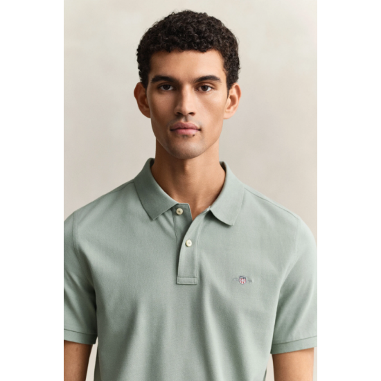 GANT Men's Cotton Regular Fit Shield Piqué Polo Shirt 2210 010 Ceramic Grey