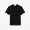 LACOSTE Ανδρικό Βαμβακερό T-Shirt Shoulder Stripe Κανονική Γραμμή TH0888 00 031 Μαύρο