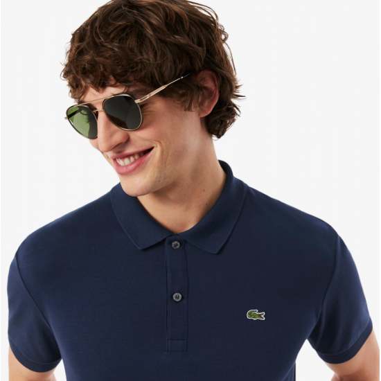 LACOSTE Ανδρικό Βαμβακερό Jersey Pima Polo Κανονική Γραμμή DH2050 00 166 Σκούρο Μπλε