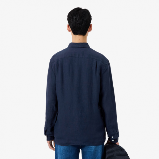 LACOSTE Ανδρικό Λινό Πουκάμισο Κανονική Γραμμή CH5692 00 166 Σκούρο Μπλε