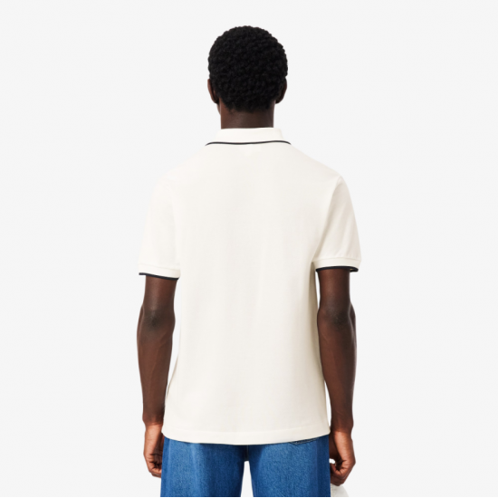 LACOSTE Ανδρική Βαμβακερή Μπλούζα Polo Contrast Trims Pocket Κανονική Γραμμή PH9838 00 EV0 Λευκή