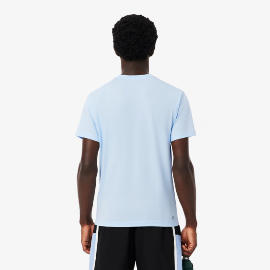 LACOSTE Ανδρική Βαμβακερή T-Shirt Μπλούζα Ultra Dry Sport Κανονική Γραμμή TH7618 00 T01 Γαλάζιο