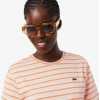 LACOSTE Γυναικείο Βαμβακερό Ριγέ Φόρεμα T-Shirt Στενή Γραμμή EF0263 00 4AW Ροζ