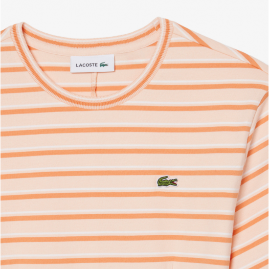 LACOSTE Γυναικείο Βαμβακερό Ριγέ Φόρεμα T-Shirt Στενή Γραμμή EF0263 00 4AW Ροζ