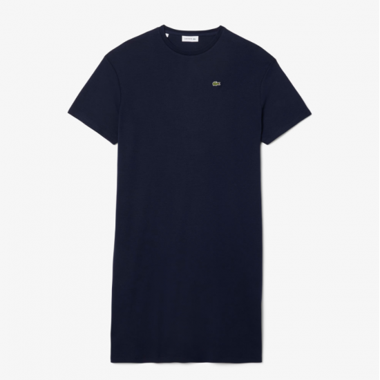 LACOSTE Γυναικείο Βαμβακερό Oversized T-Shirt Φόρεμα EF2883 00 166 Σκούρο Μπλε