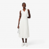 LACOSTE Γυναικείο Αμάνικο Πλισέ Μακρύ Φόρεμα Maxi Κανονική Γραμμή EF2432 00 70V Λευκό