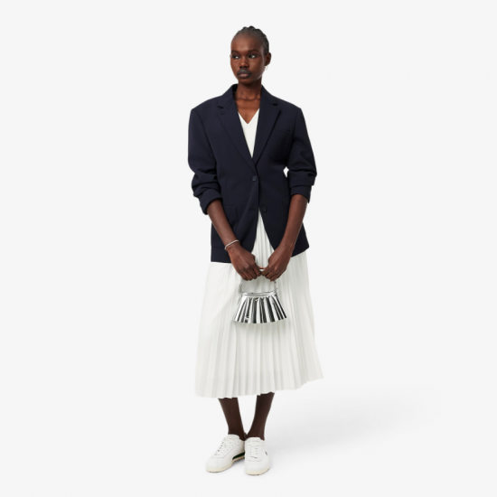 LACOSTE Γυναικείο Αμάνικο Πλισέ Μακρύ Φόρεμα Maxi Κανονική Γραμμή EF2432 00 70V Λευκό