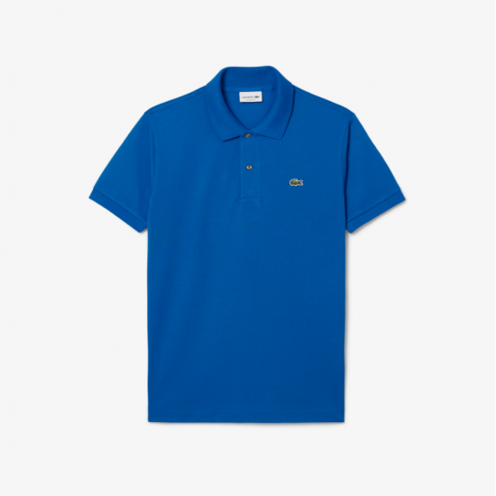 LACOSTE Ανδρική Βαμβακερή Polo Pique Μπλούζα Κανονική Γραμμή L.12.12 00 3D3 Μπλε Ντένιμ