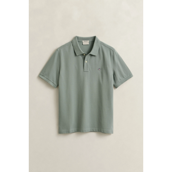 GANT Men's Cotton Regular Fit Shield Piqué Polo Shirt 2210 010 Ceramic Grey