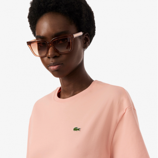 LACOSTE Γυναικείο Βαμβακερό Oversized T-Shirt Φόρεμα EF2883 00 UI2 Ροζ