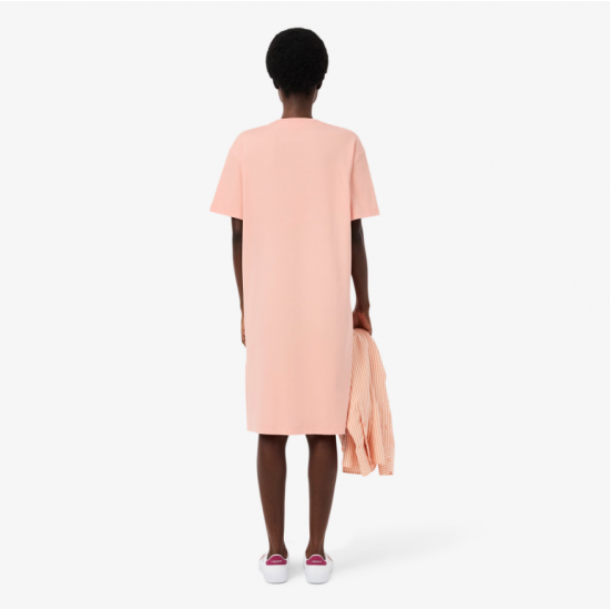 LACOSTE Γυναικείο Βαμβακερό Oversized T-Shirt Φόρεμα EF2883 00 UI2 Ροζ