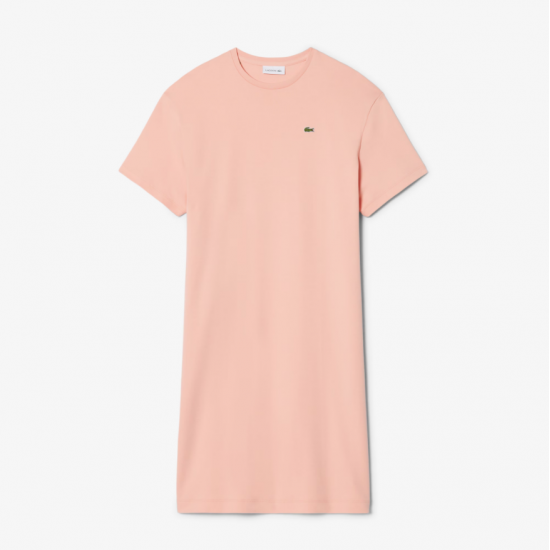 LACOSTE Γυναικείο Βαμβακερό Oversized T-Shirt Φόρεμα EF2883 00 UI2 Ροζ