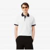 LACOSTE Ανδρικό Contrast Rib Polo Κανονική Γραμμή PH2017 00 1Ι9 Λευκό Καφέ